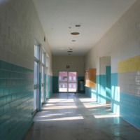 Benet Auditorium front hallway, taken through south side door of building